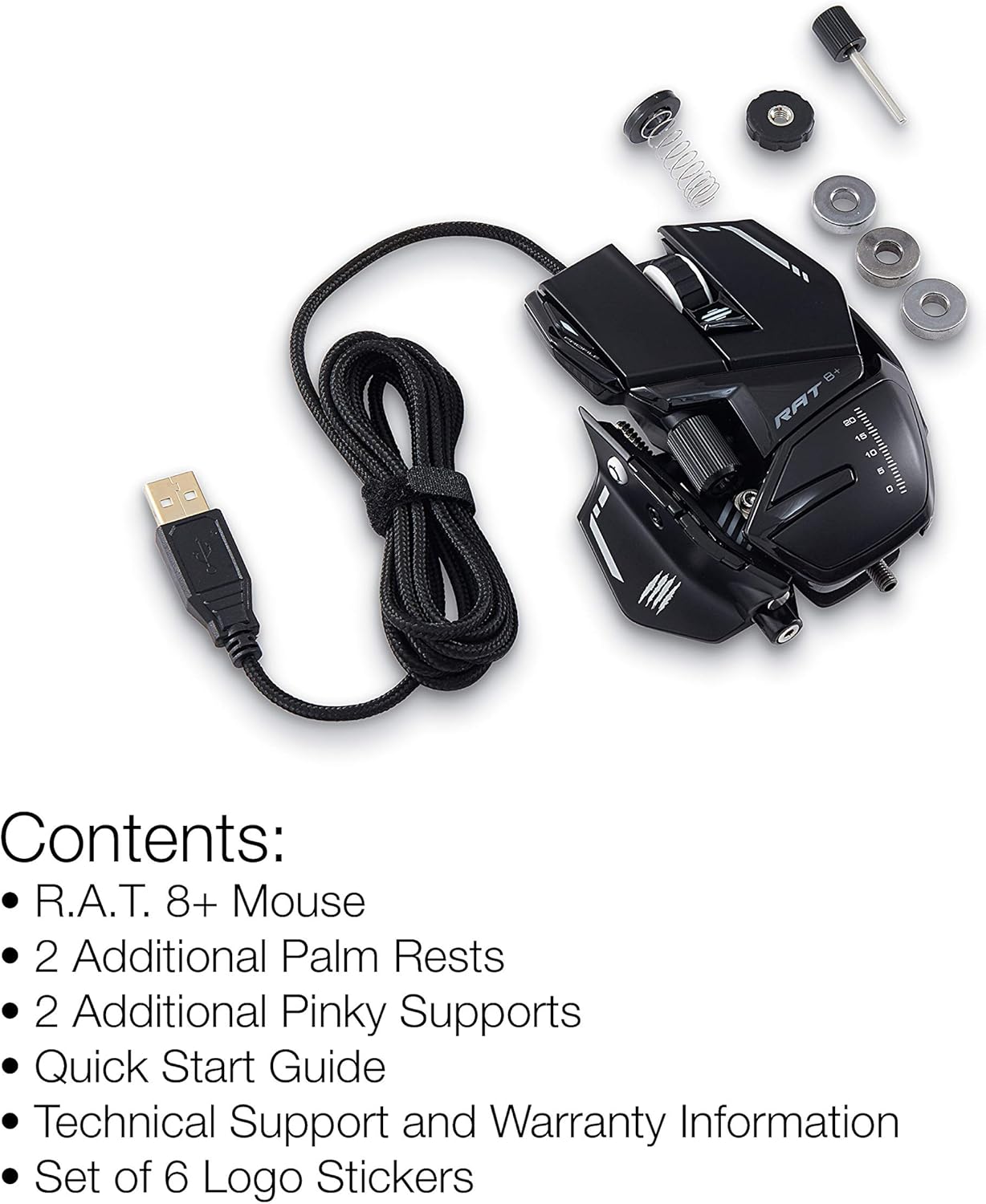 MAD CATZ R.A.T. 8+ BLACK Fully Adjustable Gaming Mouse - 16000DPI - Programmable