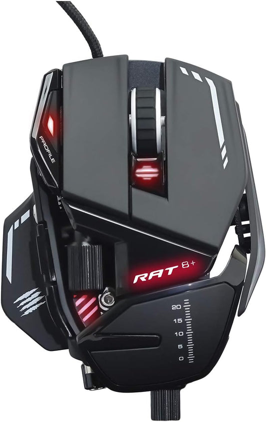 MAD CATZ R.A.T. 8+ BLACK Fully Adjustable Gaming Mouse - 16000DPI - Programmable