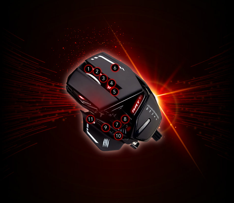 MAD CATZ R.A.T. 8+ BLACK Fully Adjustable Gaming Mouse - 16000DPI - Programmable